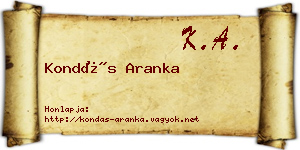 Kondás Aranka névjegykártya