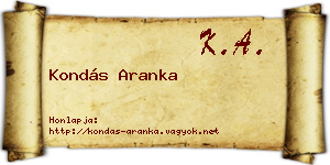 Kondás Aranka névjegykártya